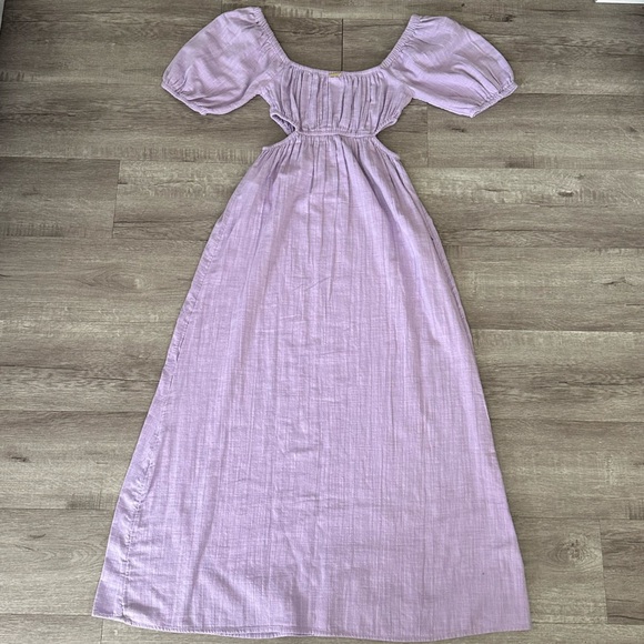 New Billabong On the Coast Cutout Cotton Maxi Dress in Lilac Breeze - Picture 11 of 11